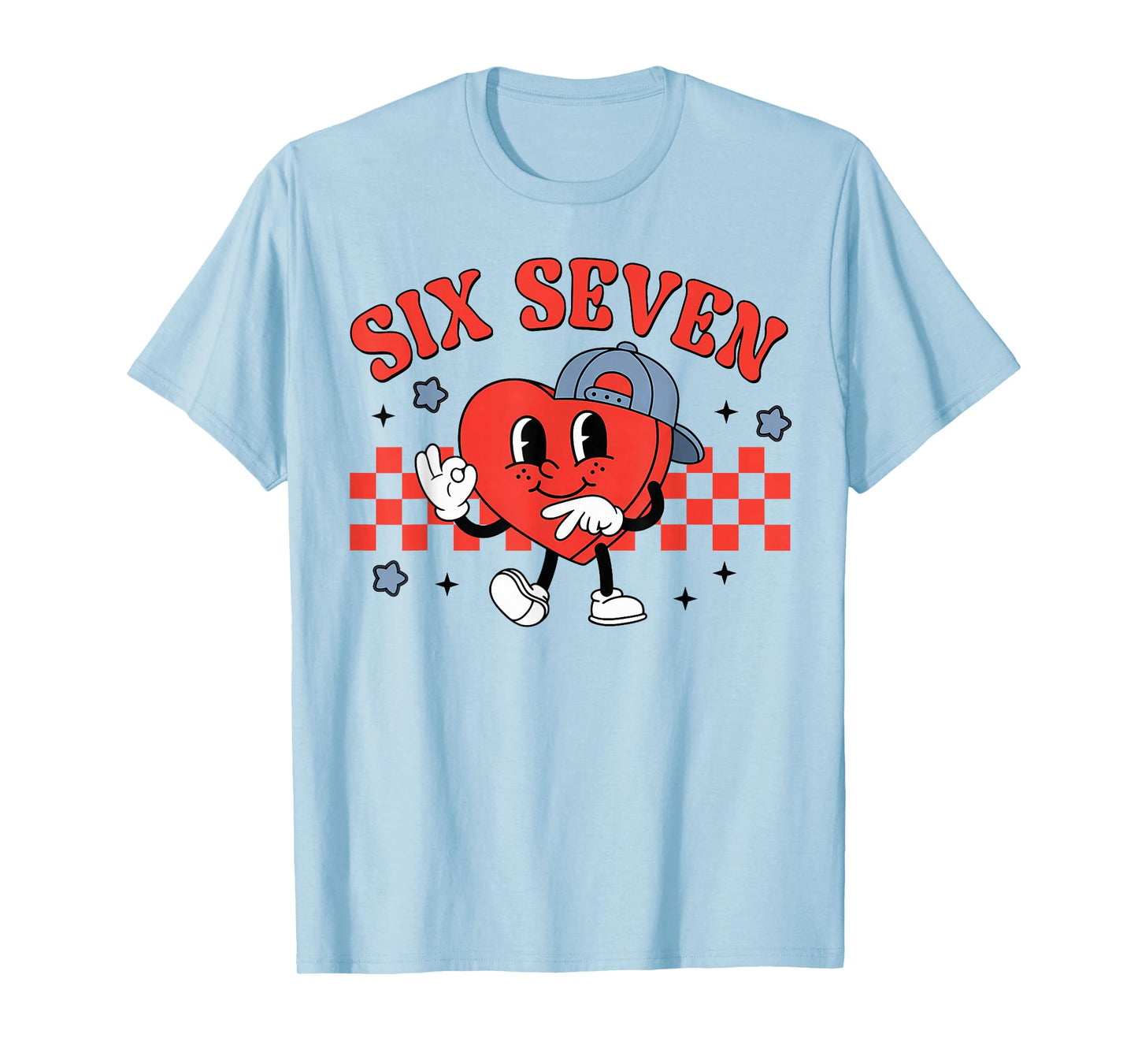 Checkered Six Seven Cool Hearts 67 Valentines Day Men Boys T-Shirt