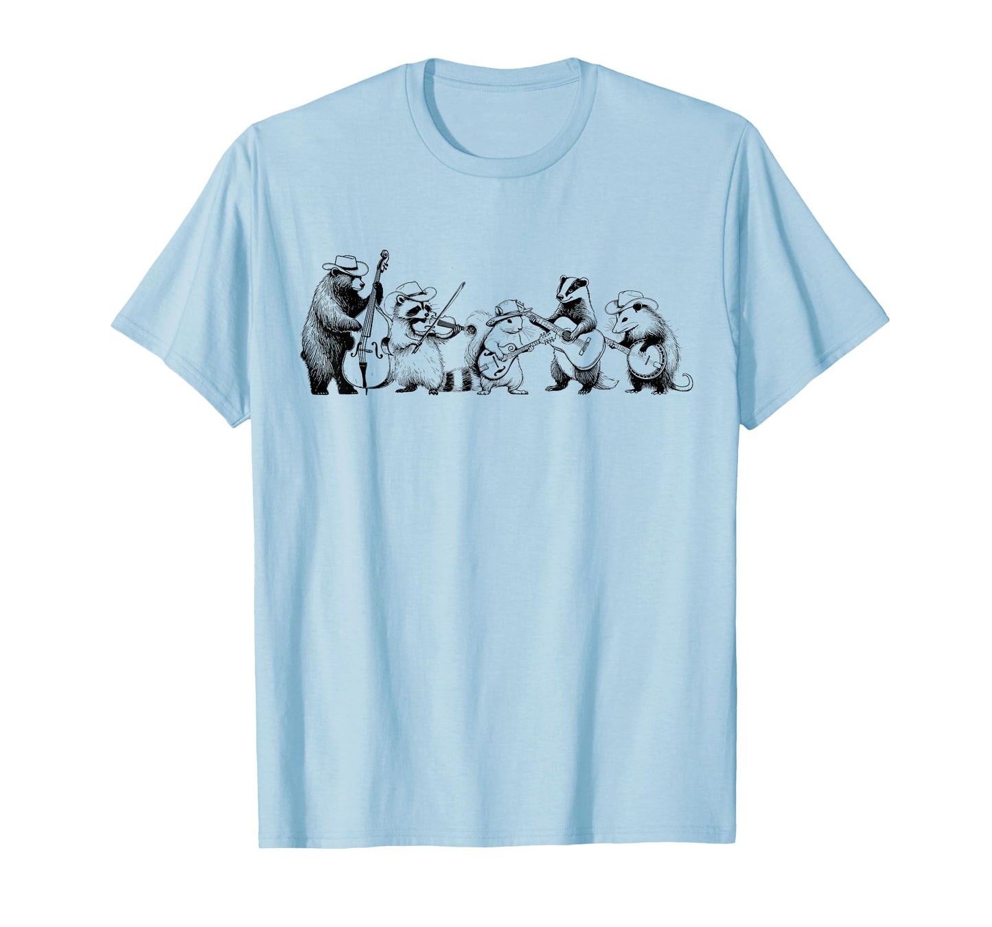 Funny Forest Animal Band Playing Instruments Music Lover T-Shirt