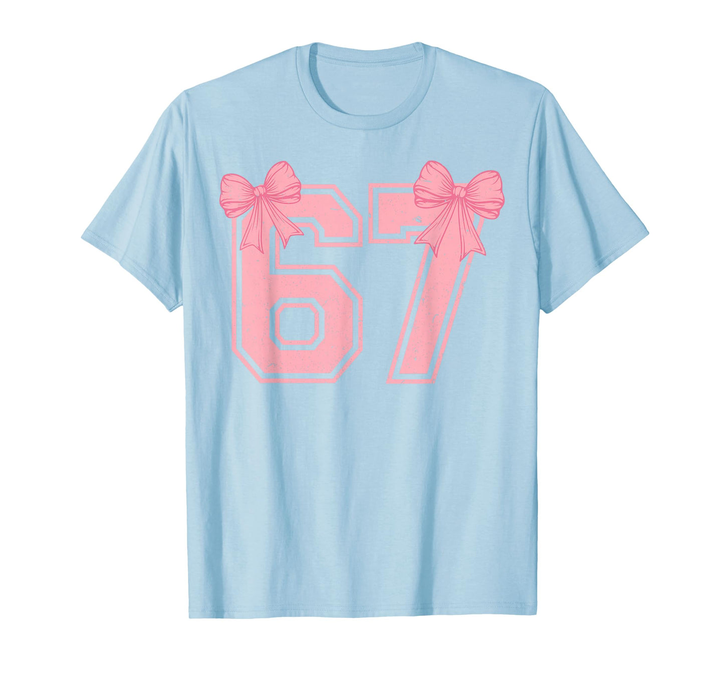67 Six Seven Meme Coquette Pink Bow 6 7 Gen Alpha Slang Girl T-Shirt