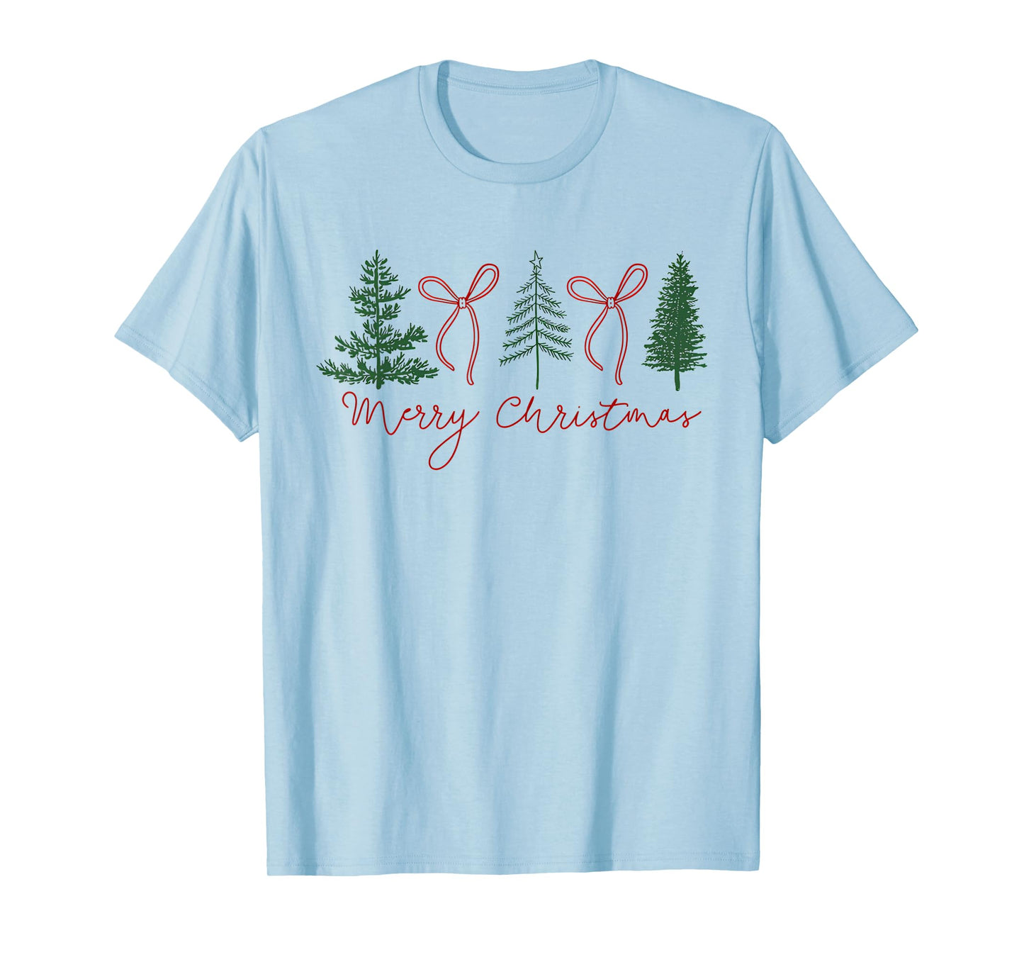 Merry Christmas Coquette Bow Pink Tree Xmas Girls Holiday T-Shirt