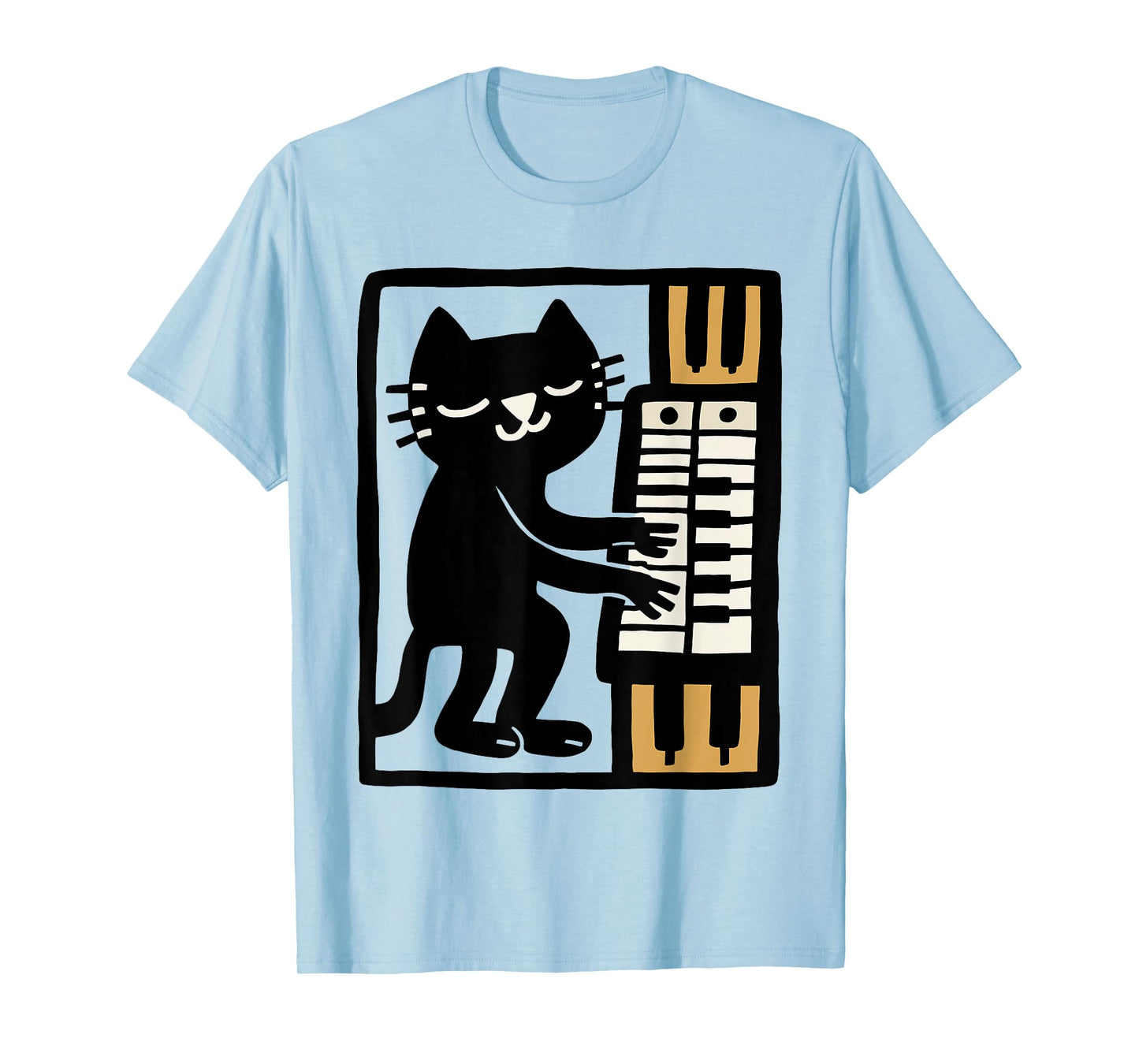 Cat Playing Organ – Funny Organist Cat Music Illustration T-Shirt