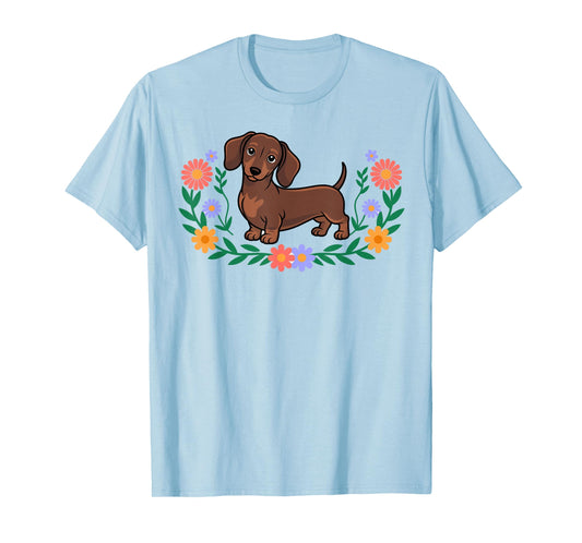 Dachshunds Dog Flower Floral Weiner Daschund for Women T-Shirt