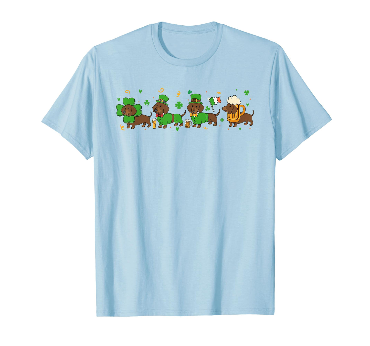 Women Dachshund St Patrick's Day Lucky Wiener Dog Clover T-Shirt