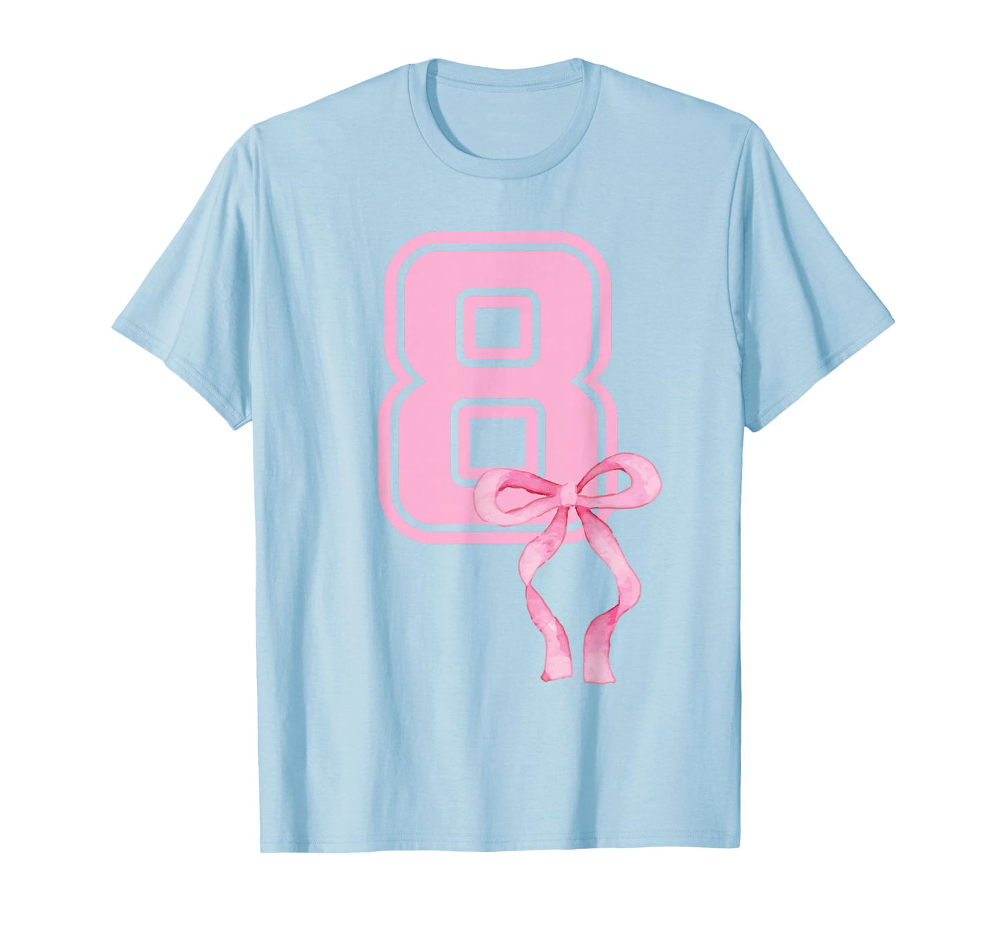 8th Birthday Girl Coquette Pink Bows Eight Years Old Party T-Shirt