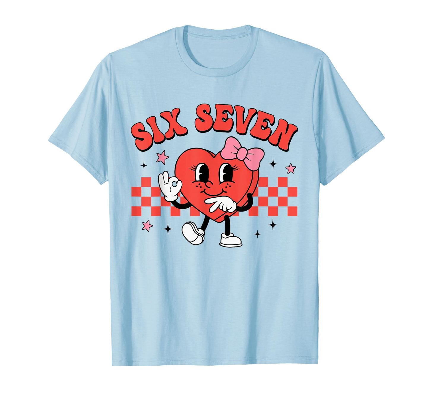 Valentine Six Seven Heart Funny 67 Checkered Print for Girl T-Shirt