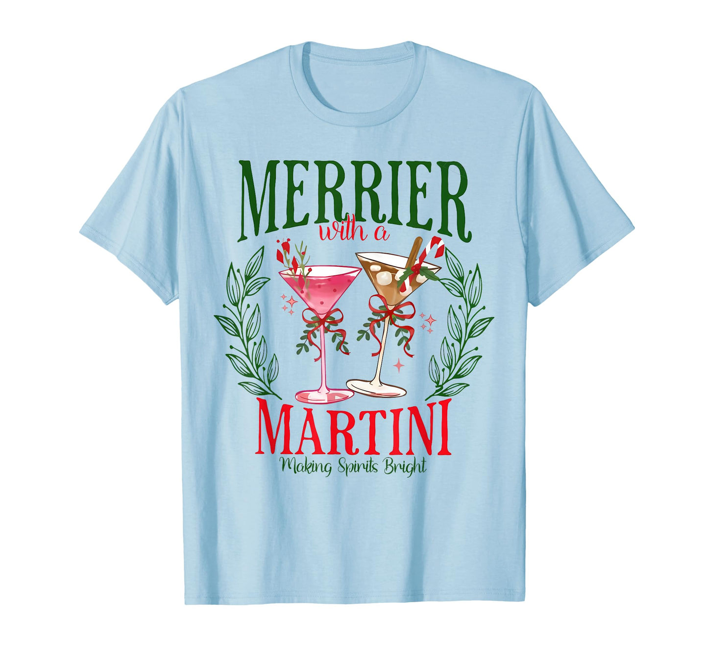 Merrier with A Martini Funny Bachelorette Merry Christmas T-Shirt