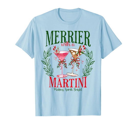 Merrier with A Martini Funny Bachelorette Merry Christmas T-Shirt