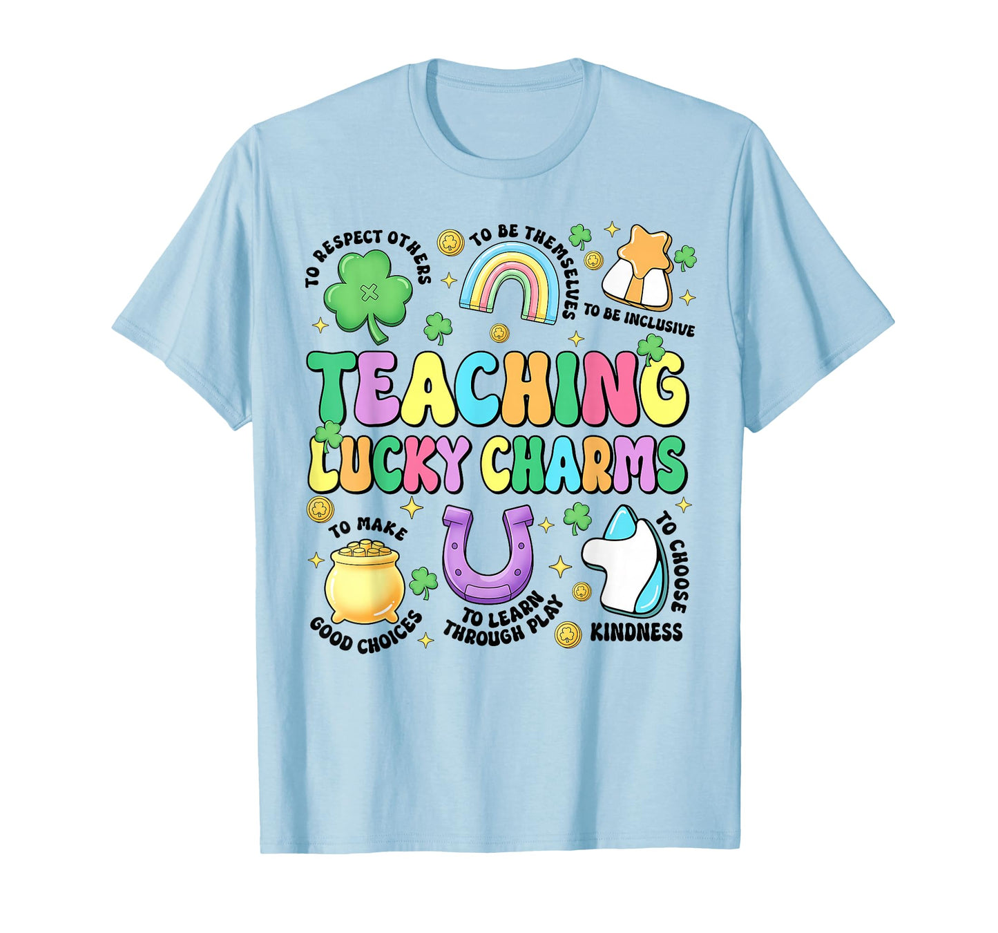Funny Teaching Lucky Charms Teacher Groovy St Patricks Day T-Shirt