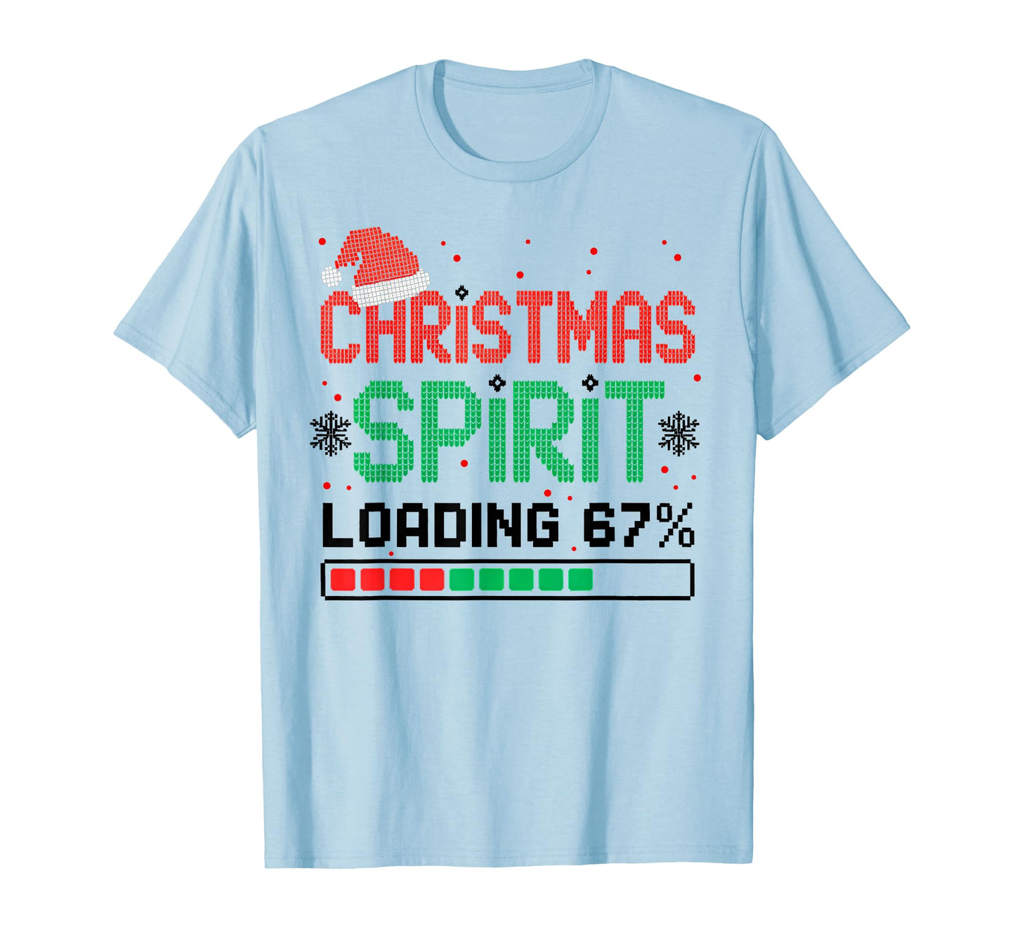 Funny 67 Six Seven Christmas Spirit Loading 67% Xmas Ugly T-Shirt