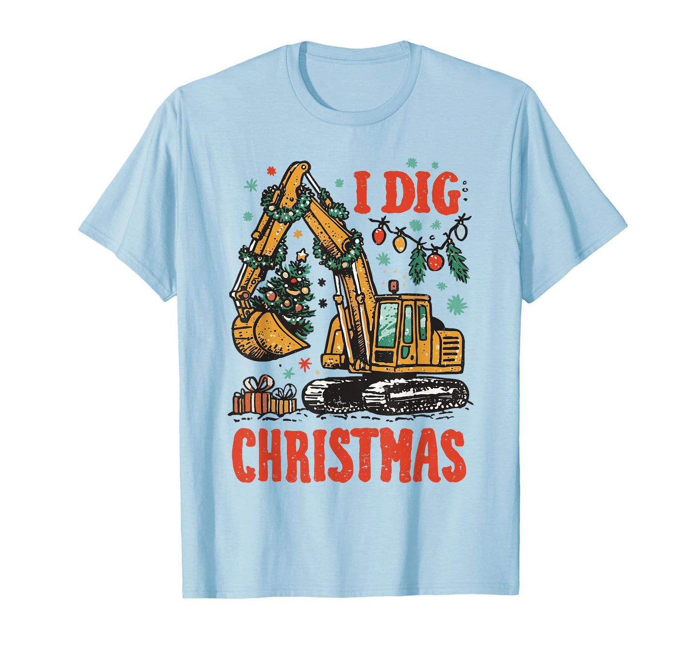 I Dig Christmas Backhoe Loader Excavator Men Boys Kids T-Shirt