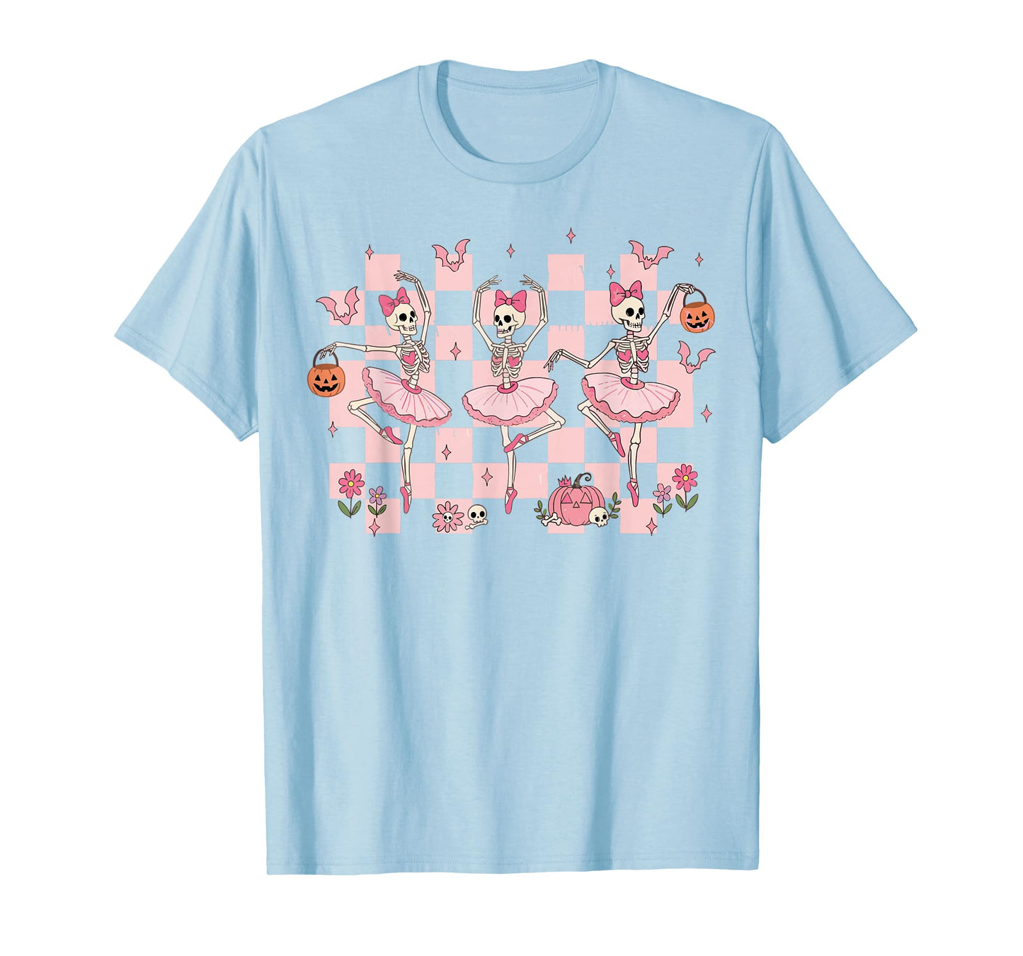 Girls Halloween Ballerinas Dancing Skeletons Cute Ballet Tee T-Shirt