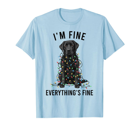 Black Labrador Christmas I'm Fine Everything is Fine T-Shirt