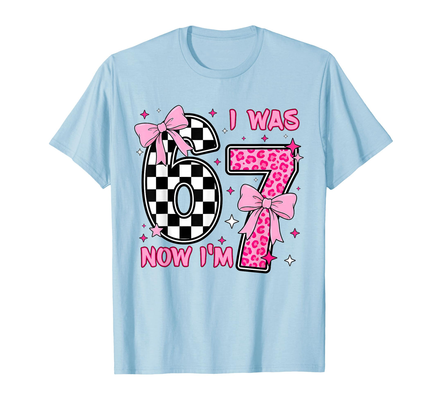 I was 6 Now I'm 7 Birthday 7 Years Old Leopard Coquette Bow T-Shirt