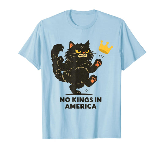 No Kings Funny Cat Patriotic Men Women Liberty 4th of July T-Shirt