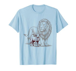 Vintage The Lion and The Lamb Sketch Christian Jesus T-Shirt