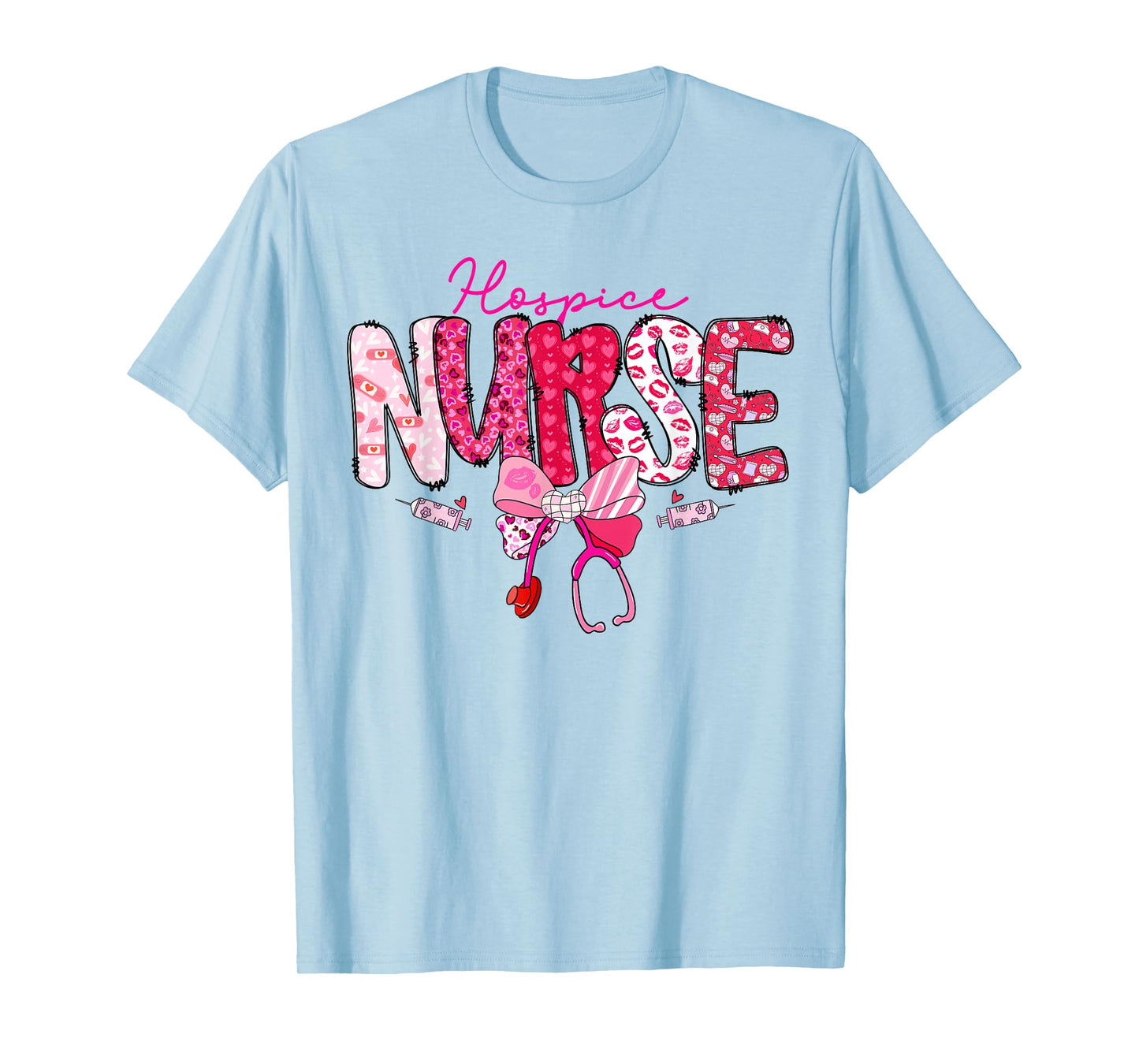 Hospice Nurse Valentine's Day Stethoscope Coquette Bow T-Shirt