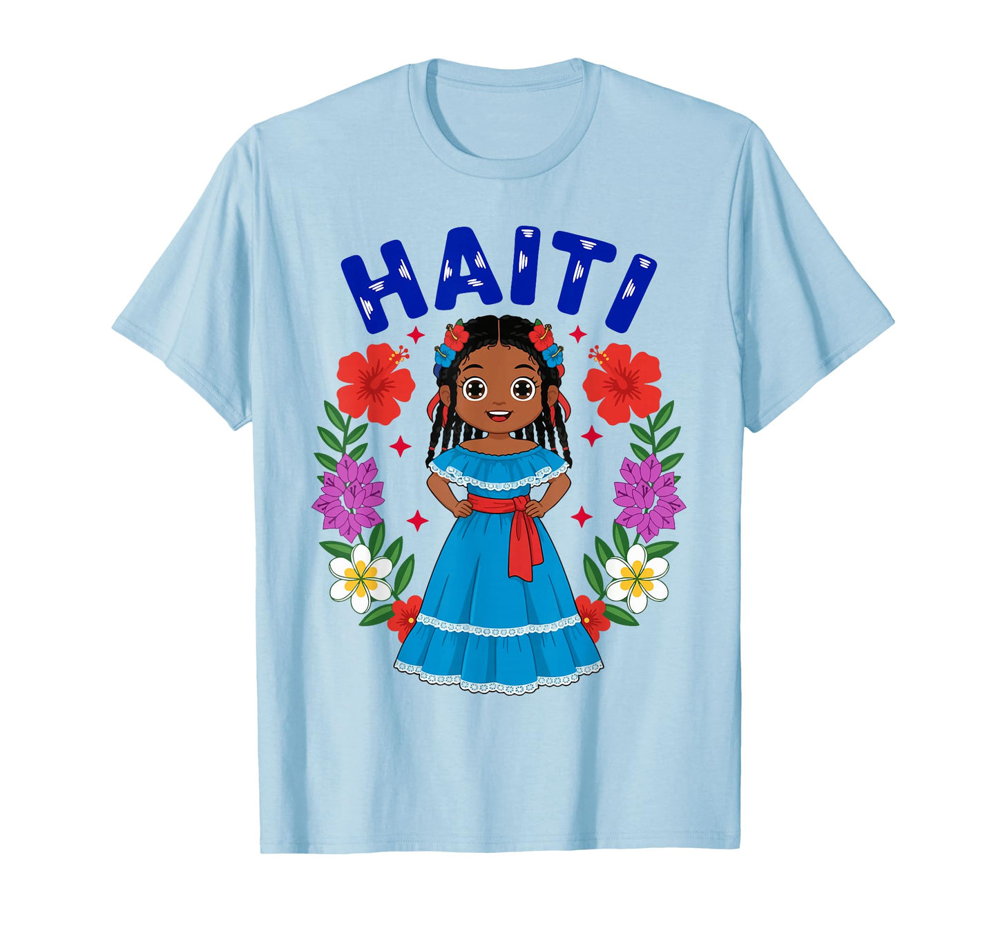 Haiti Haitian Girl Traditional Dress Flowers Heritage T-Shirt