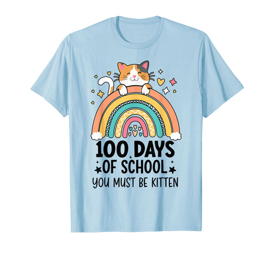 100 Day of School cat for Girls Kids Cat 100th Day of School T-Shirt