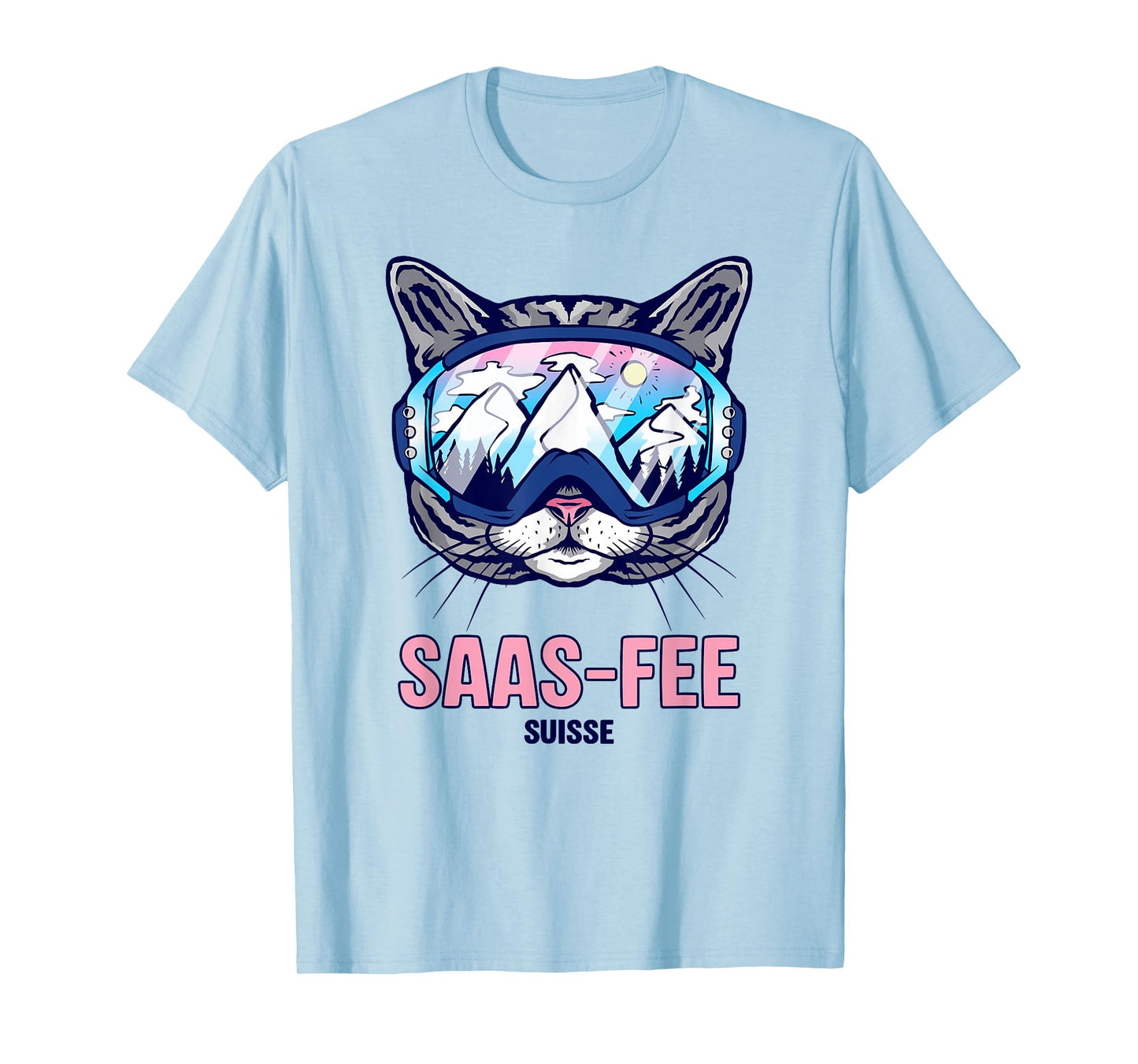 Cat Ski Goggles Mountain Panorama SAAS-Fee T-Shirt