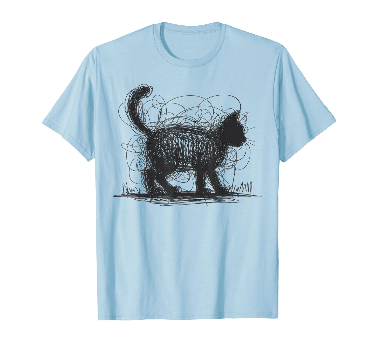 Abstract Cat Art Line T-Shirt