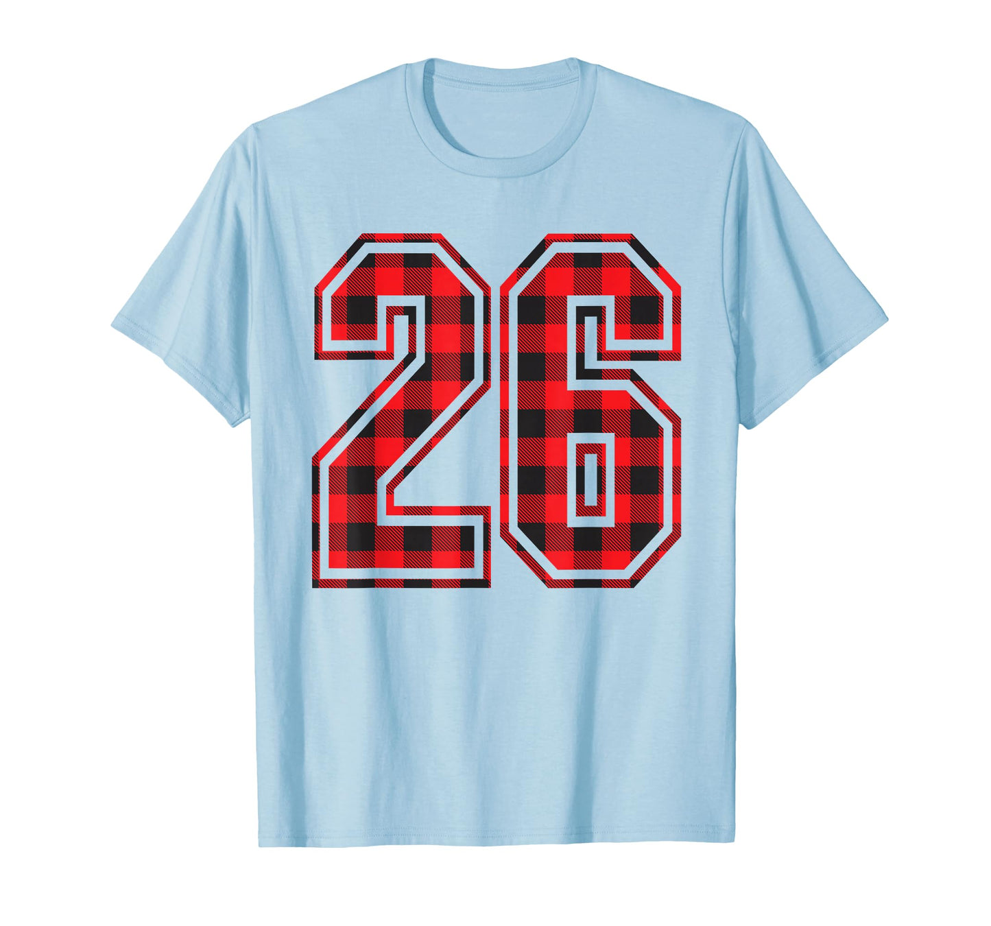 Cute Number 26 Christmas Red Plaid Pattern #26 Unform Jersey T-Shirt