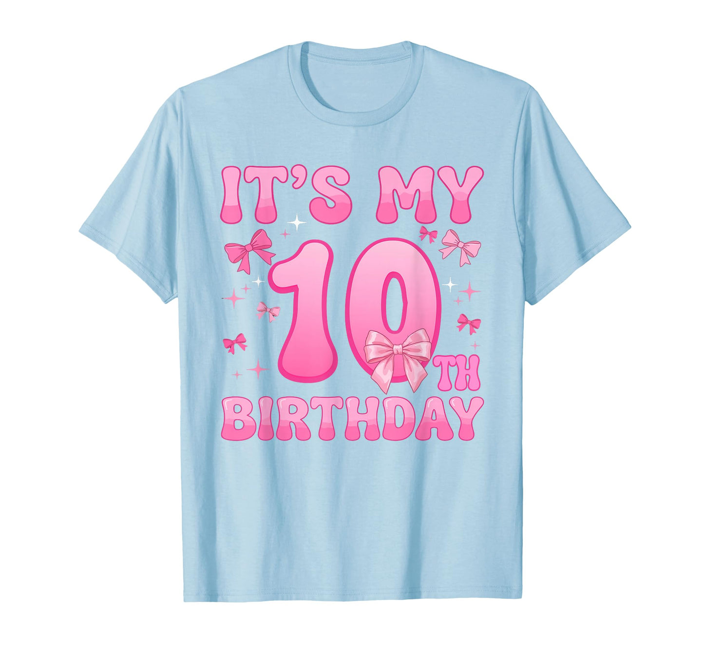 10th Birthday Shirt Girls Coquette Bow Ten 10 Year Old T-Shirt