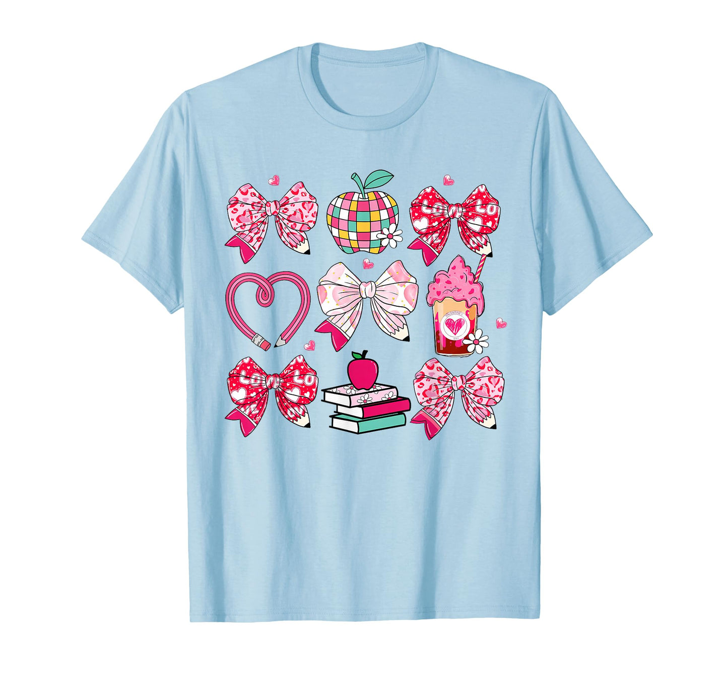 Cute Teacher Valentine Bow Heart Valentines Day Teachers T-Shirt