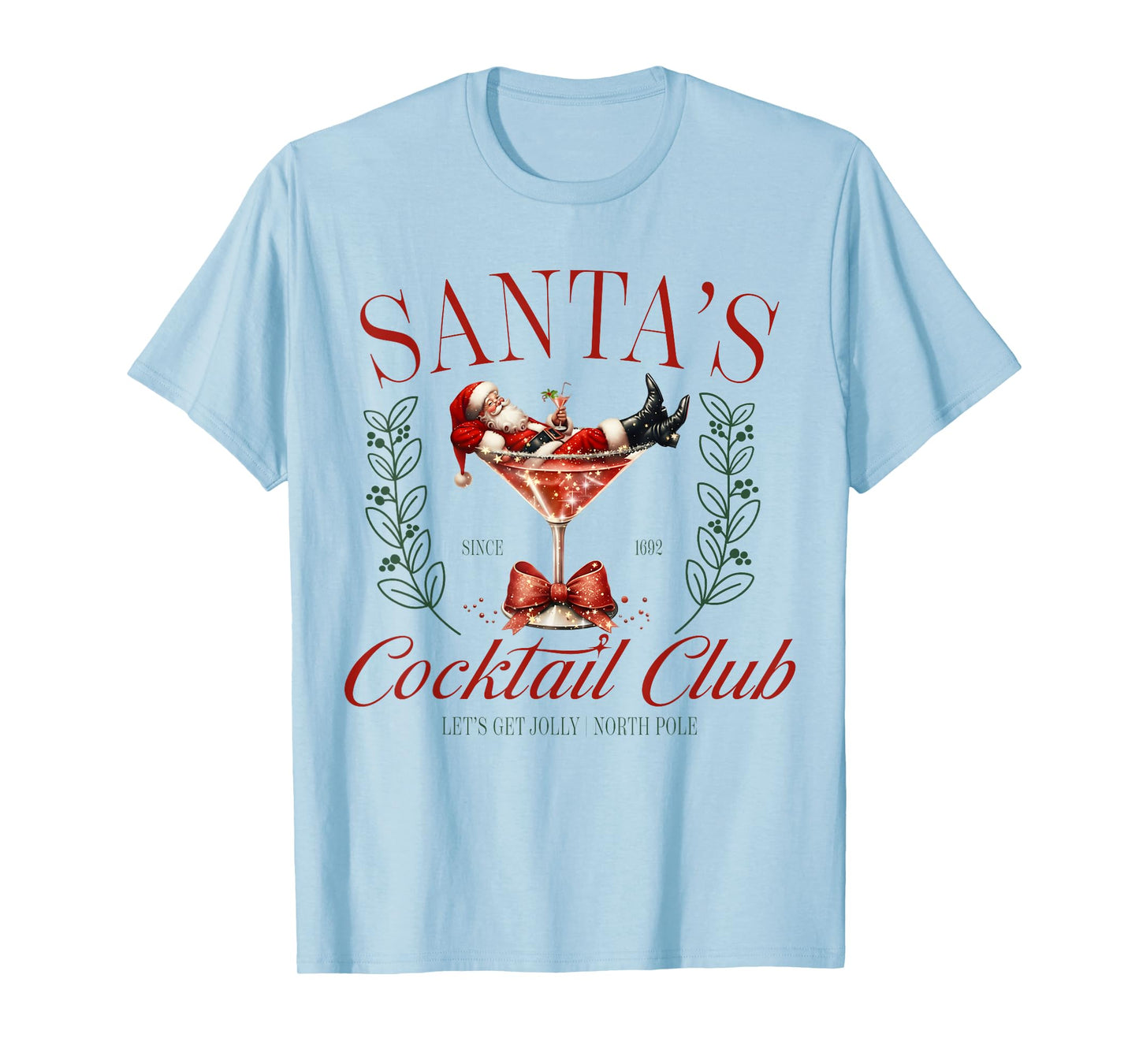 Santa's Cocktail Club Funny Christmas T-Shirt