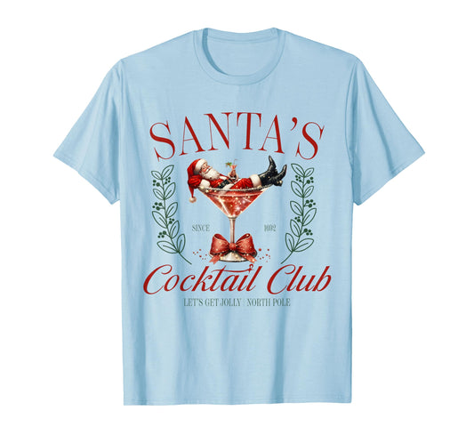 Santa's Cocktail Club Funny Christmas T-Shirt