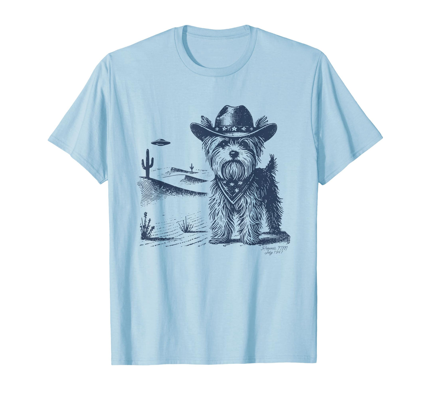 Yorkshire Terrier Cowboy UFO Vintage Yorkie Mom Dog Dad T-Shirt