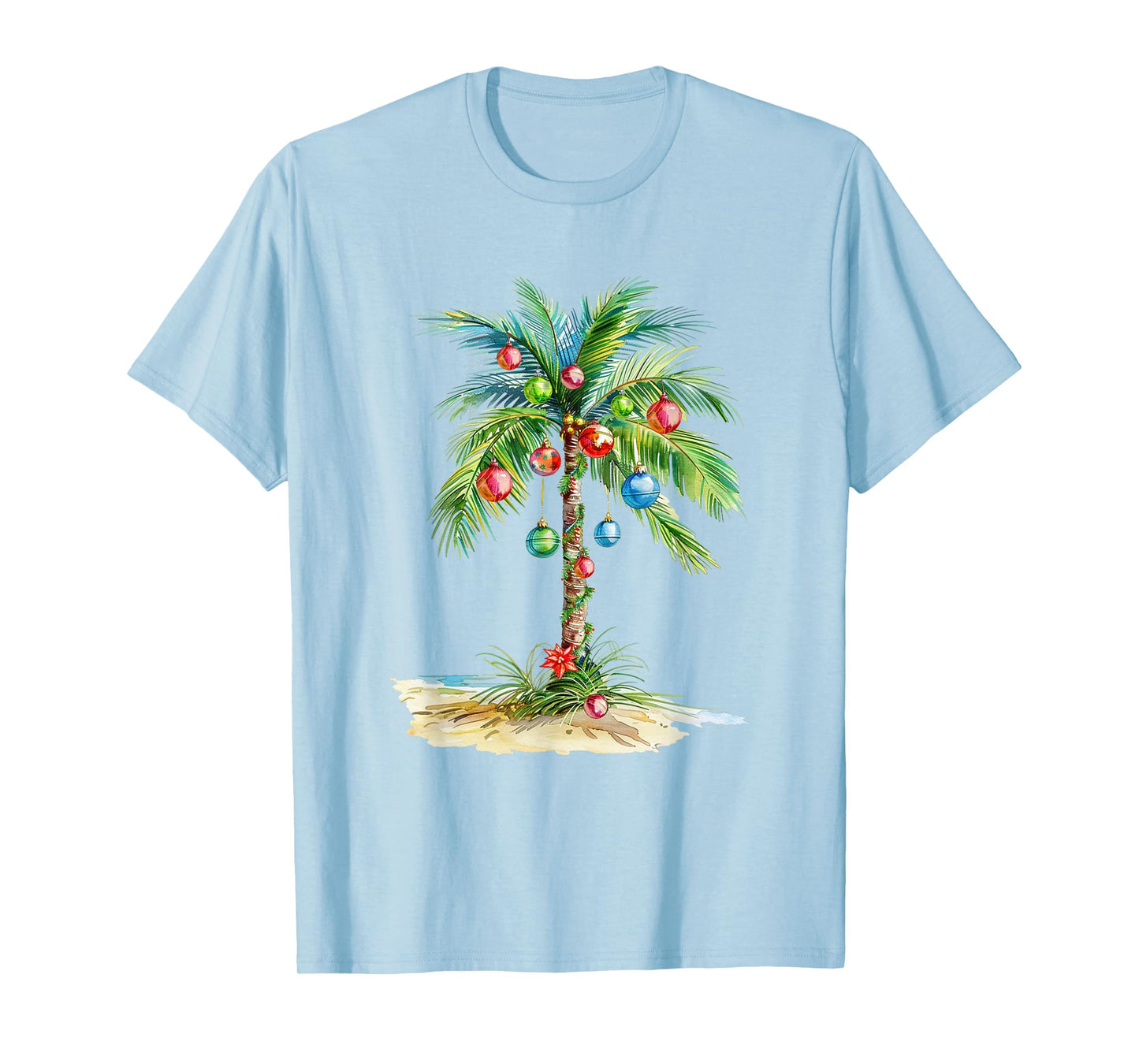 Christmas Palm Tree Light Hawaiian Tropical Xmas Men Women T-Shirt