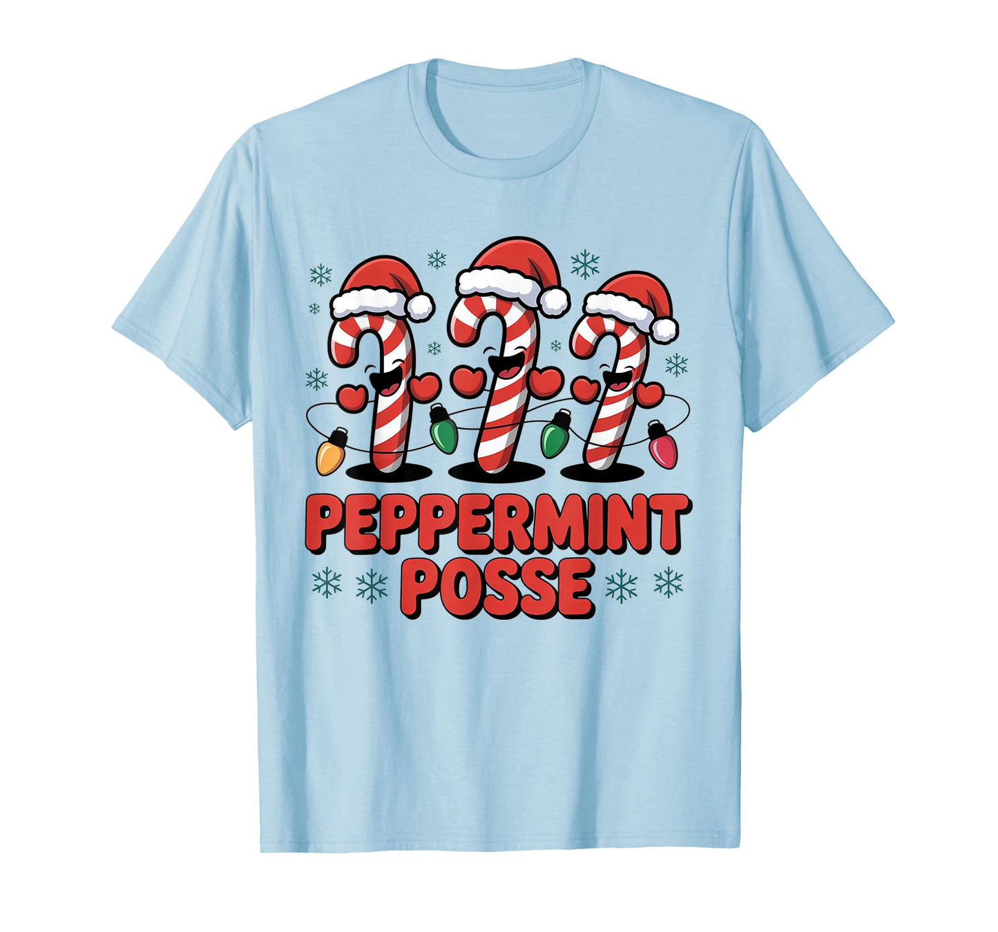 Peppermint Posse Candy Cane Funny Christmas Santa Hat T-Shirt