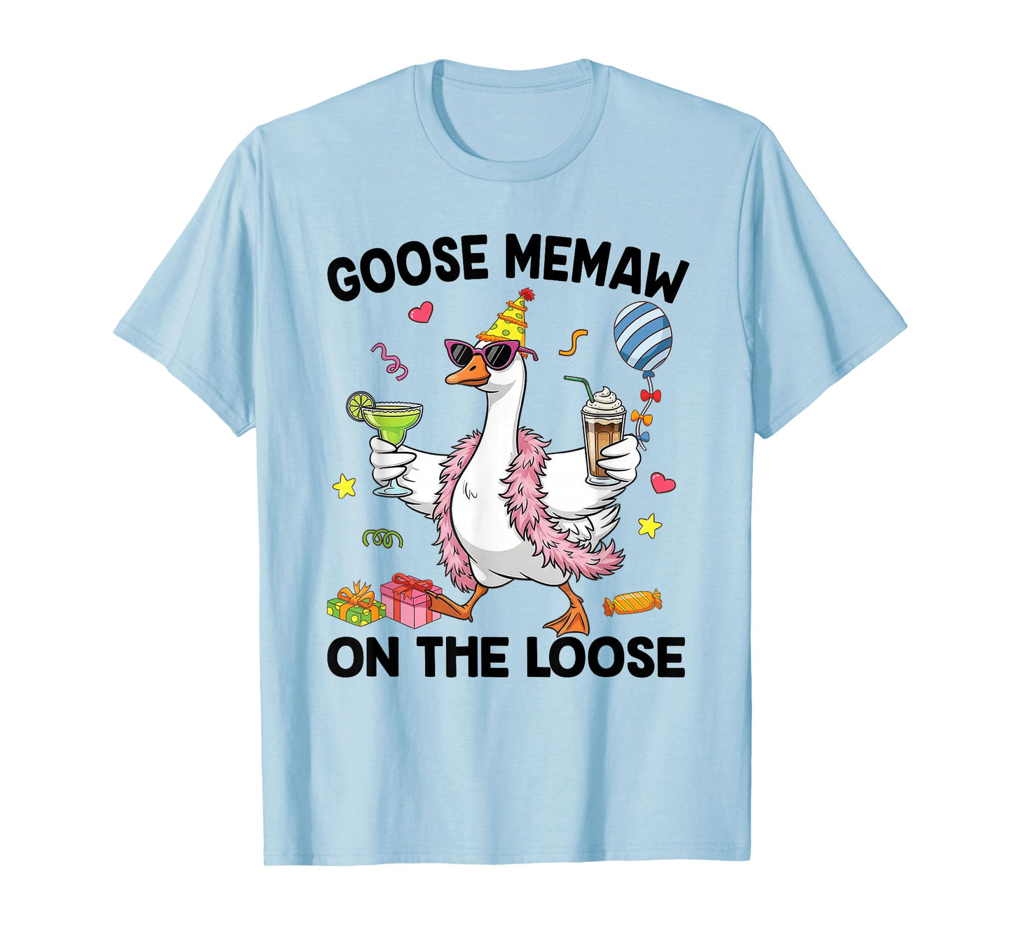 Memaw Goose On The Loose Funny Birthday Matching Family T-Shirt