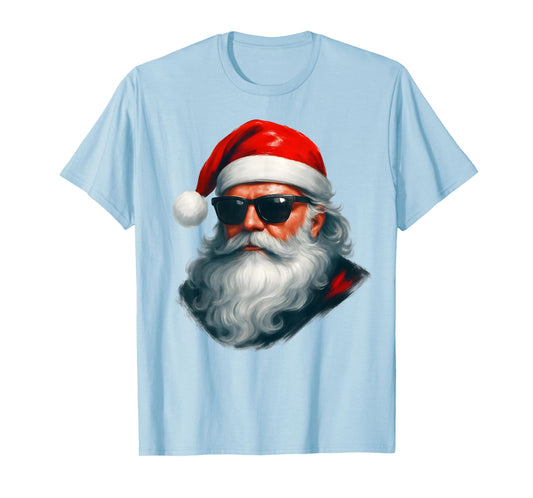 Santa Face Retro Sunglasses Funny Christmas Pajama Mens Boys T-Shirt