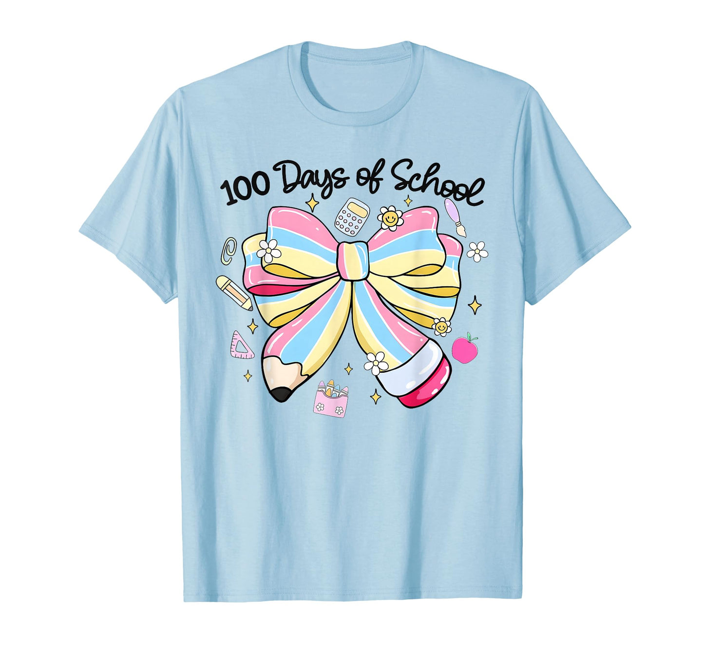 100 Days of School Coquette Bow Pencil 100 Days Teacher Kid T-Shirt