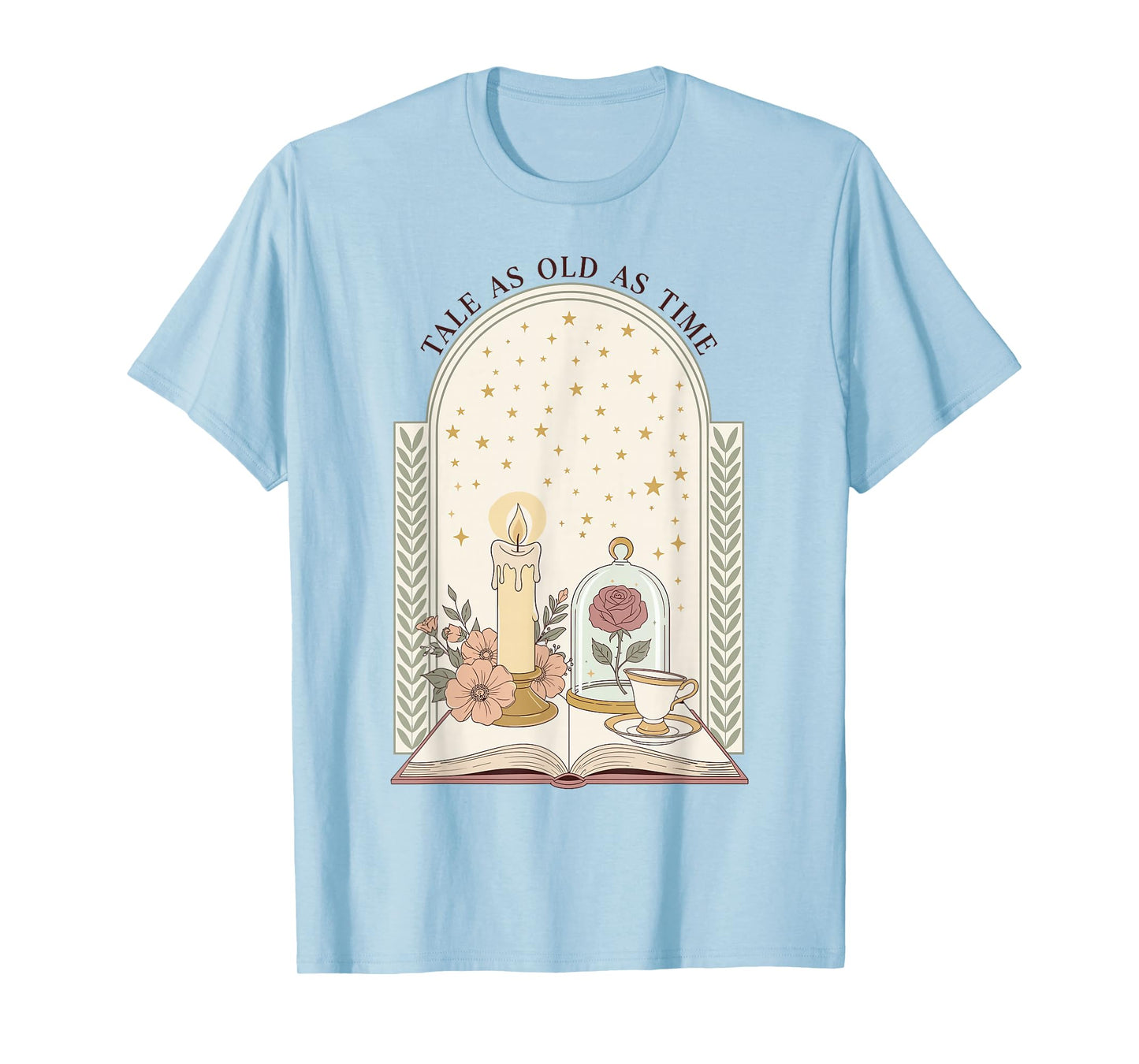 Tale As Old As Time Rose Candle and Book T-Shirt