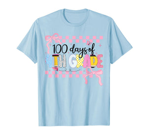 100 Days of 4th Grade Coquette Bow Groovy Teacher Girl Women T-Shirt