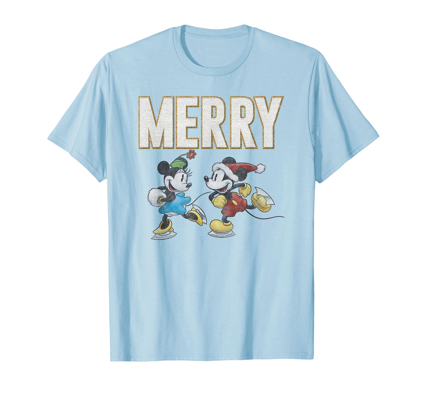 Disney Mickey and Friends Merry Christmas Ice Skating Duo T-Shirt