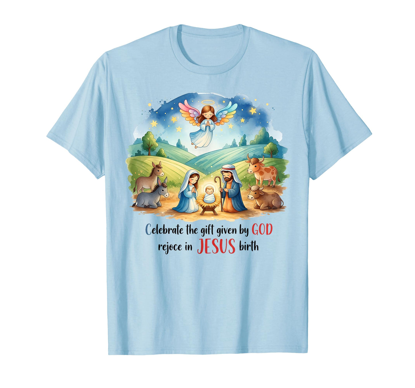 Celebrate Jesus Birth Christmas Nativity Jesus in The Manger T-Shirt