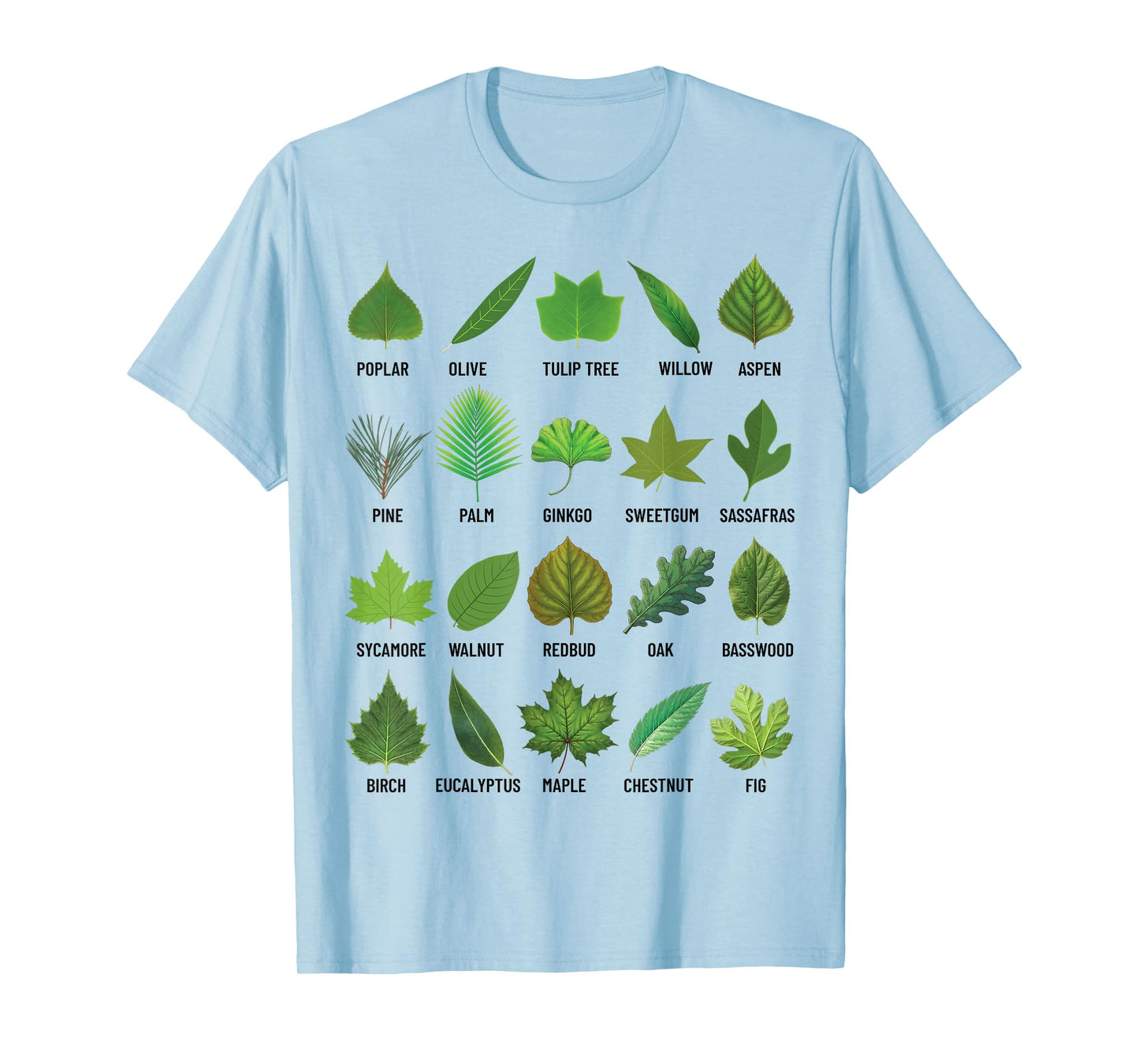 Types of Tree Leaves Biology Nature Educational T-Shirt