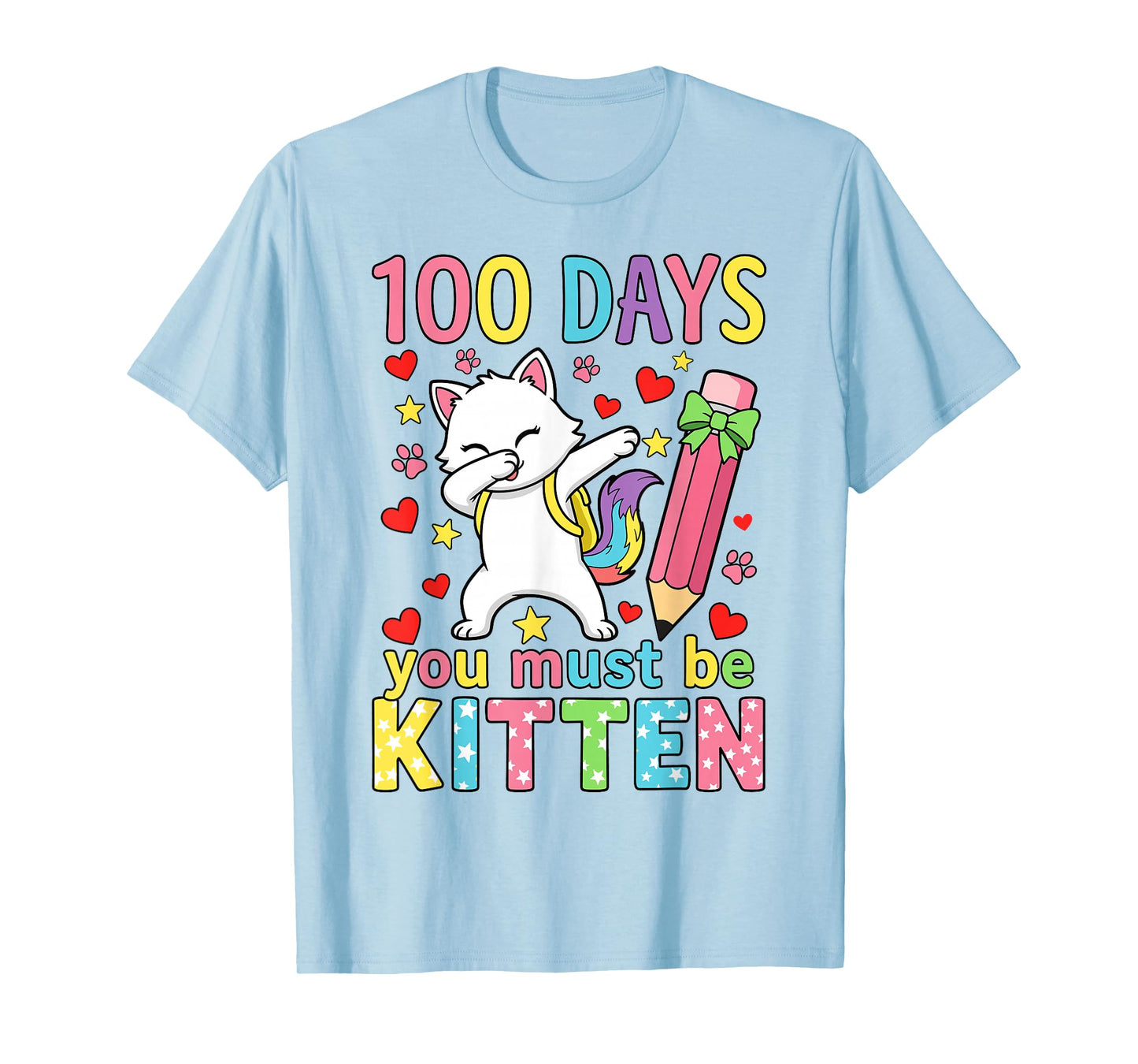Girls 100 Days of School Cat 100th Days of School Kids Girls T-Shirt