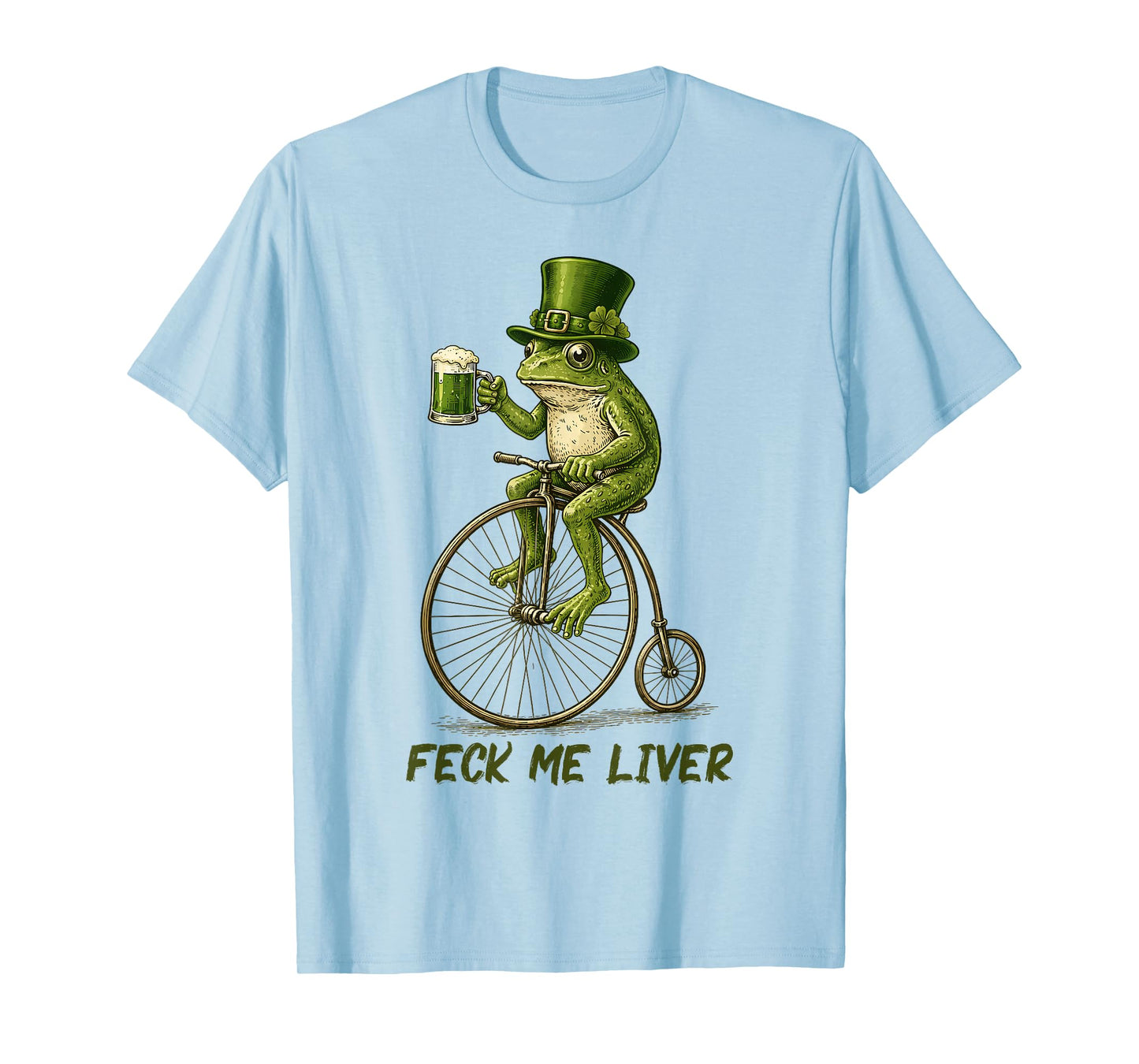 Funny Irish Frog Feck Me Liver St Patrick’s Day Drinking Tee T-Shirt