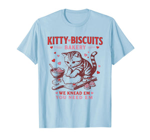 Kitty Biscuits Bakery Cat Lover Valentines Cat Baking Cookie T-Shirt