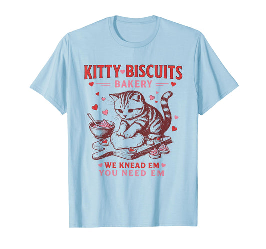 Kitty Biscuits Bakery Cat Lover Valentines Cat Baking Cookie T-Shirt