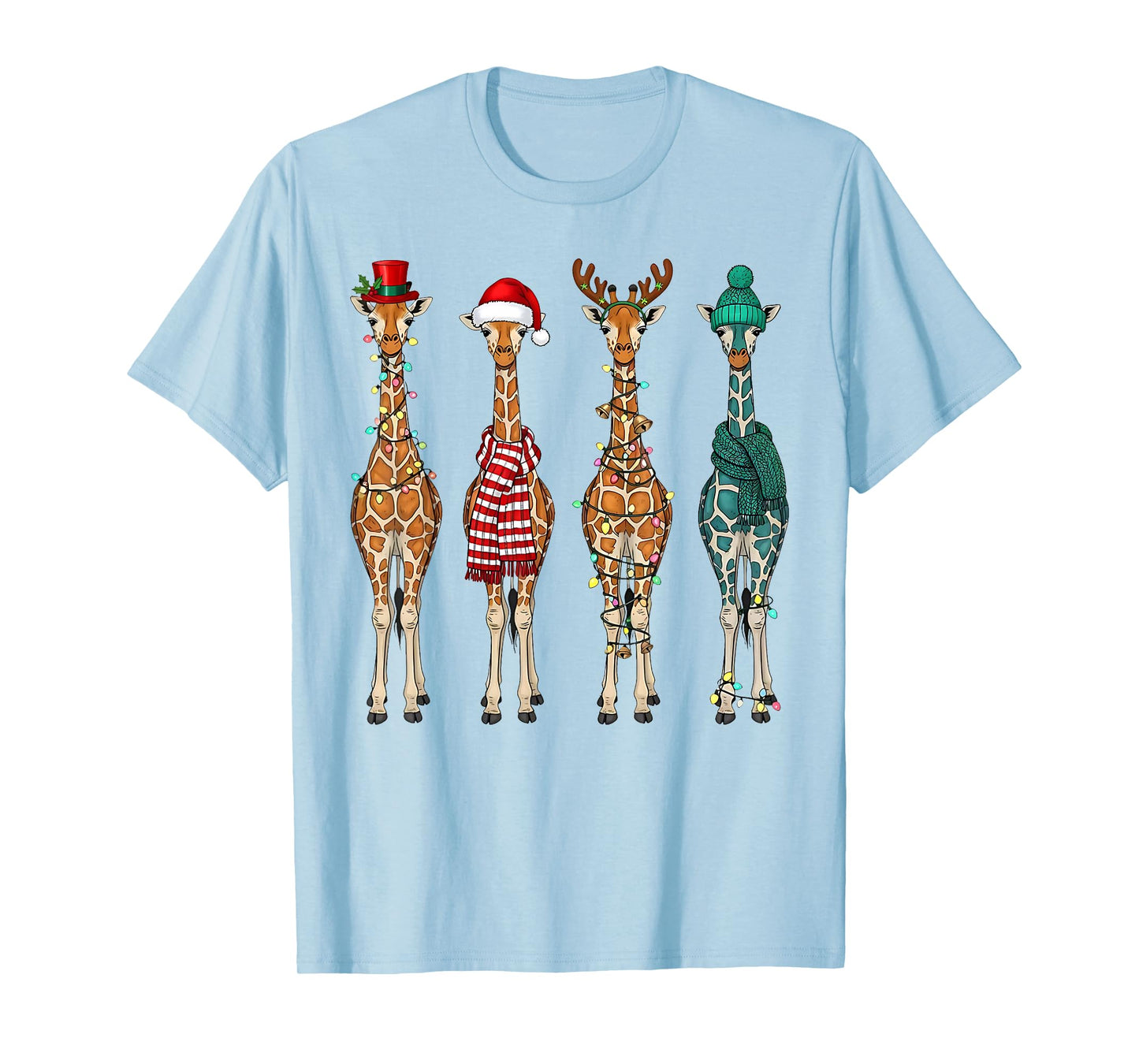 Cute Christmas Giraffe Funny Animal Lover Gift Kids Toddlers T-Shirt