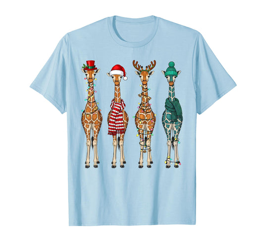 Cute Christmas Giraffe Funny Animal Lover Gift Kids Toddlers T-Shirt