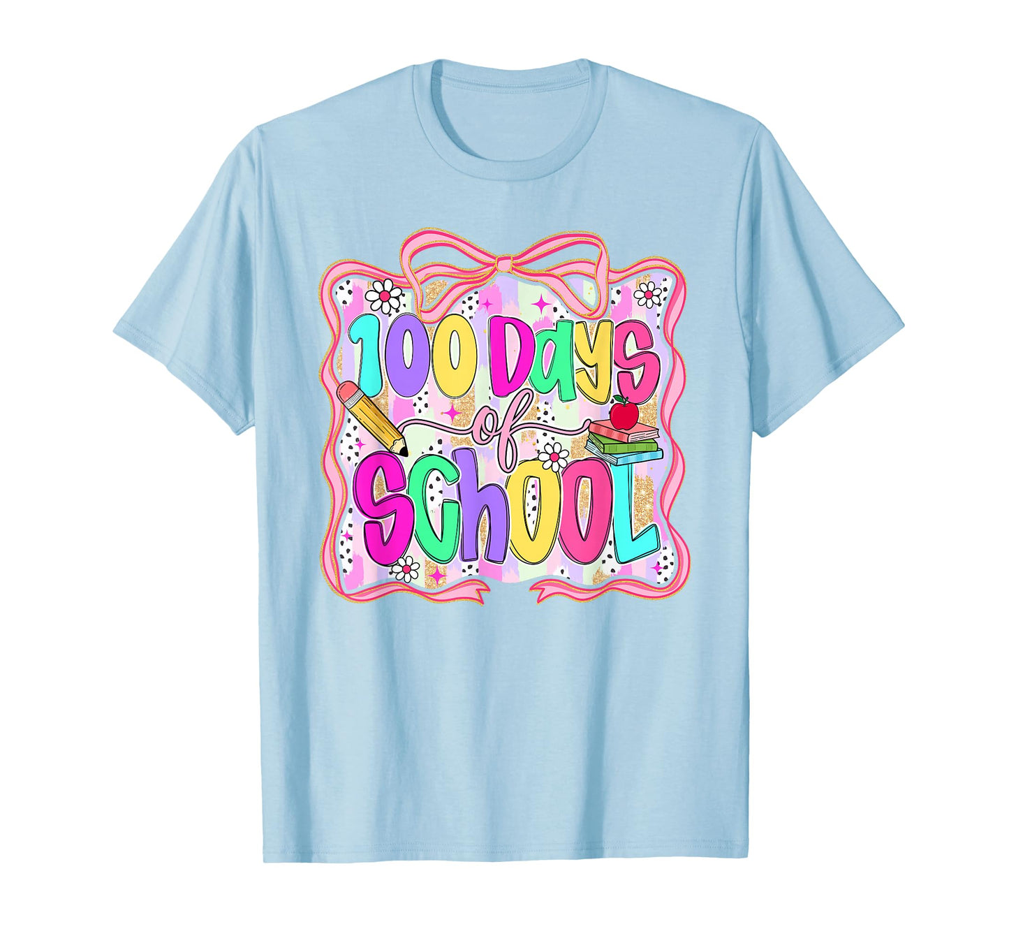 100 Days of School Bow 100th Day of School Teacher Kids Girl T-Shirt