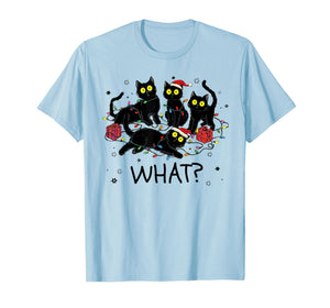 Funny Black Cat What? Christmas Tree Meme Xmas Men Women T-Shirt