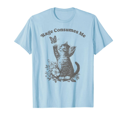 Cute Cat Rage Consumes Me Funny Sarcastic Kitten Flower T-Shirt
