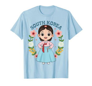 South Korea Korean Girl Traditional Dress Flowers Heritage T-Shirt